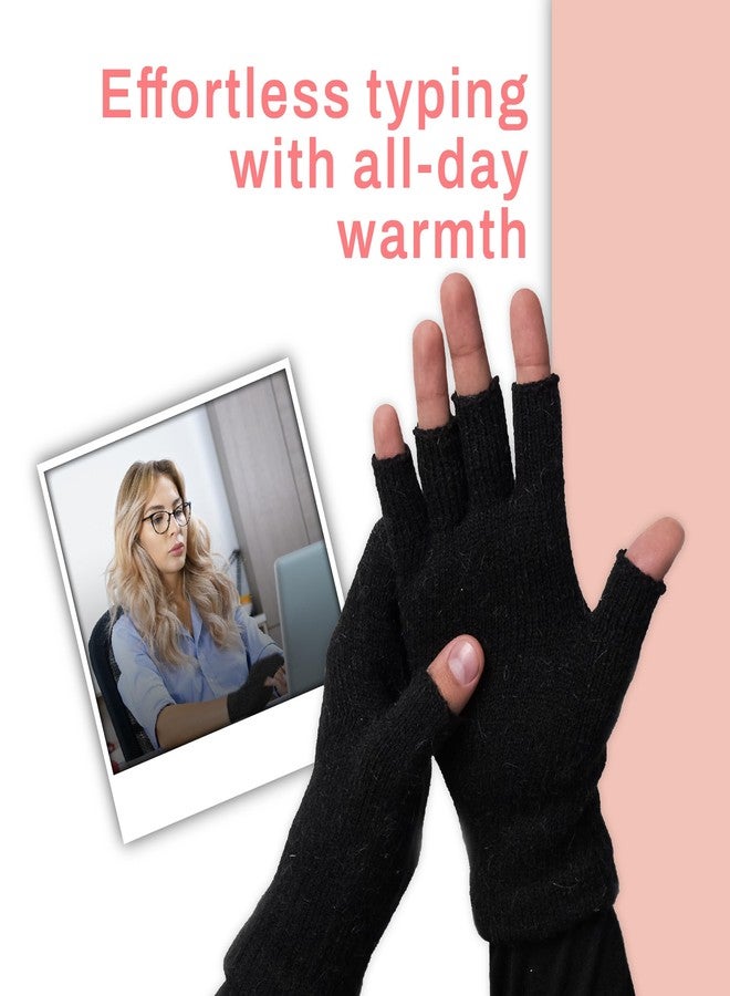 Avantic Alpaca Wool Fingerless Gloves for Typing for Women and Men, Lightweight & Warm Typing Gloves for Cold Hands (Black, L/XL) - Image 5